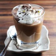 chocolate mousse served with whipped cream