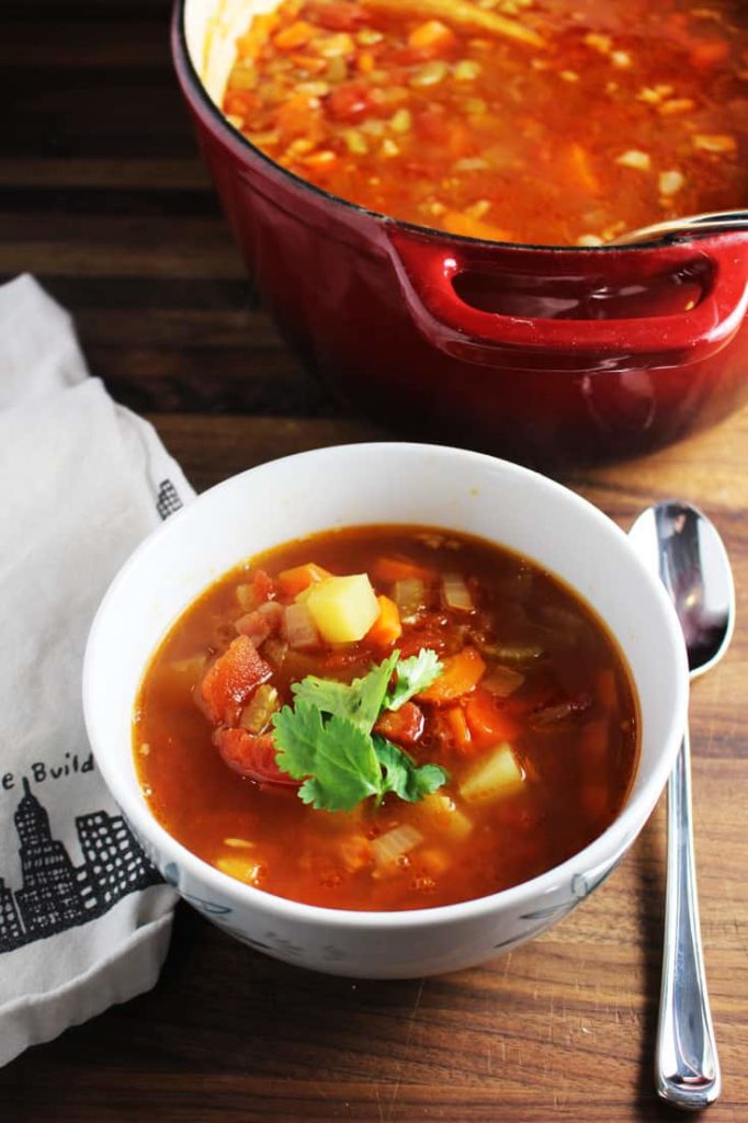 Bowl of winter minestrone soup