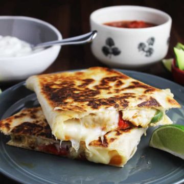 Chicken quesadillas on a plate