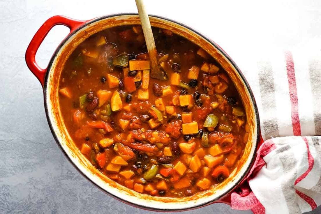 a pot of sweet potato chili