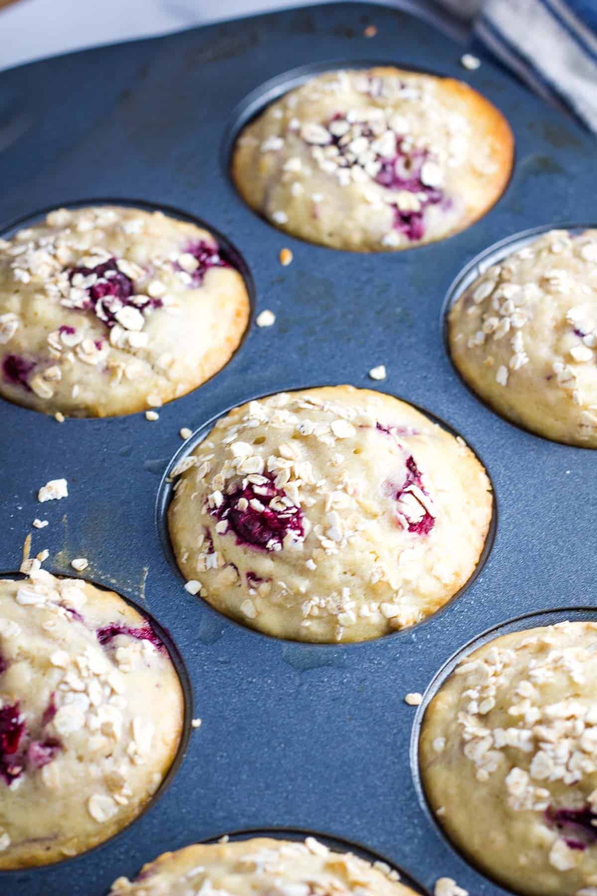 Healthy Raspberry Muffins [One Bowl]