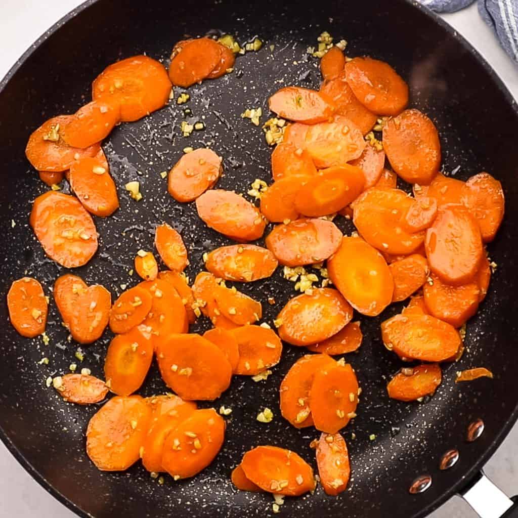 Carrots fried with ginger garlic.