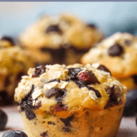 Banana Blueberry muffins with text overlay.