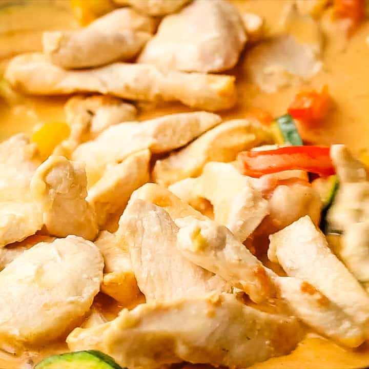 adding back chicken to the pan