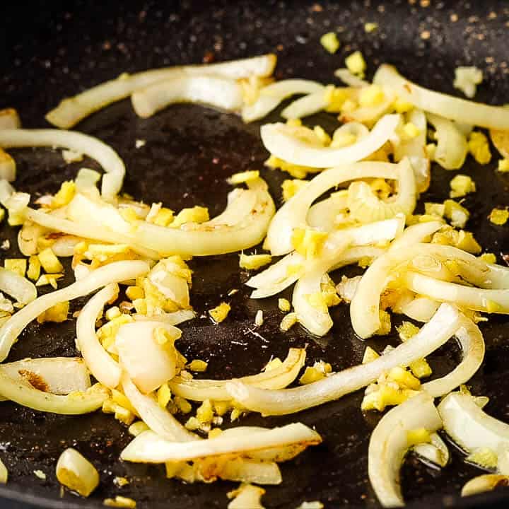 sautéing onions with minced garlic & ginger