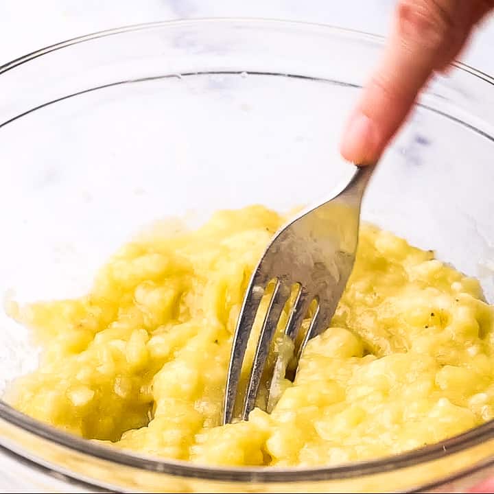 mashing bananas with a fork