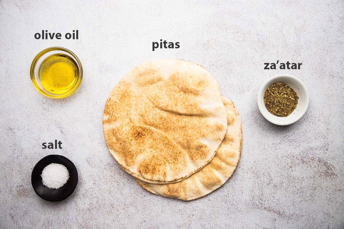 ingredients labelled for homemade za'atar pita chips