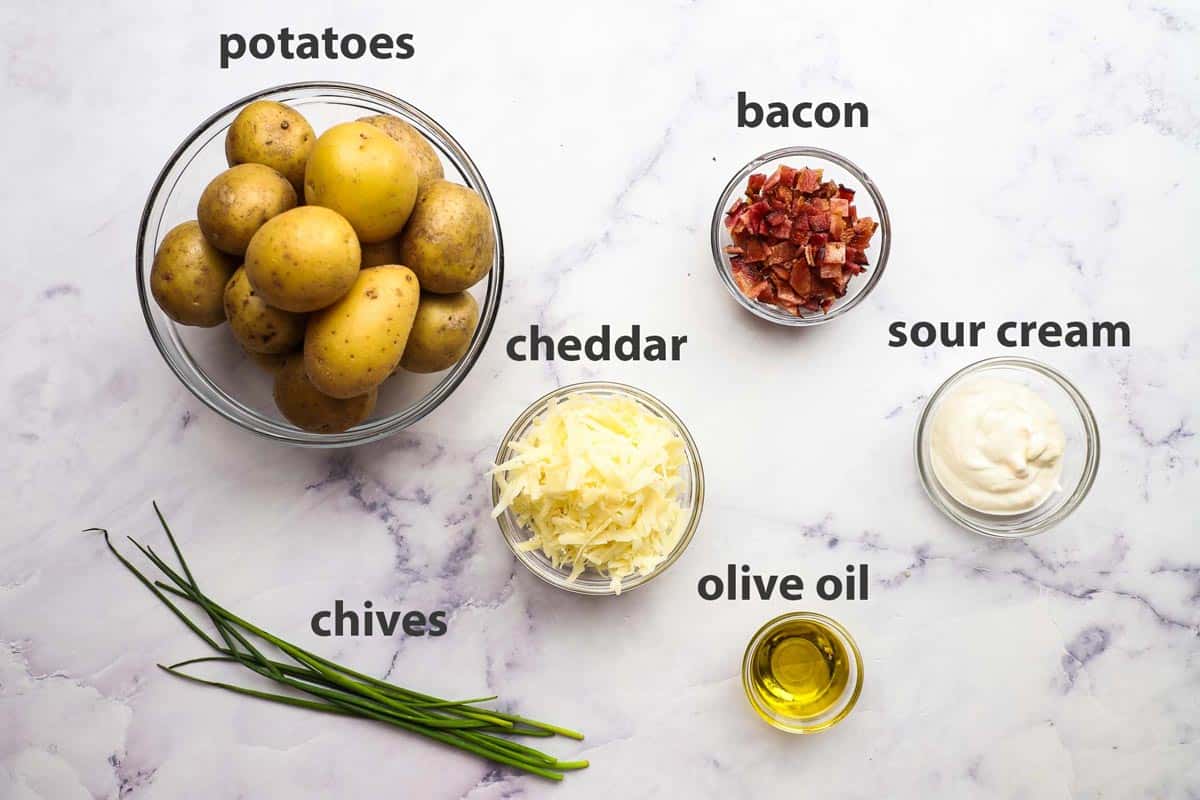 ingredients pictured and labelled for potato bites