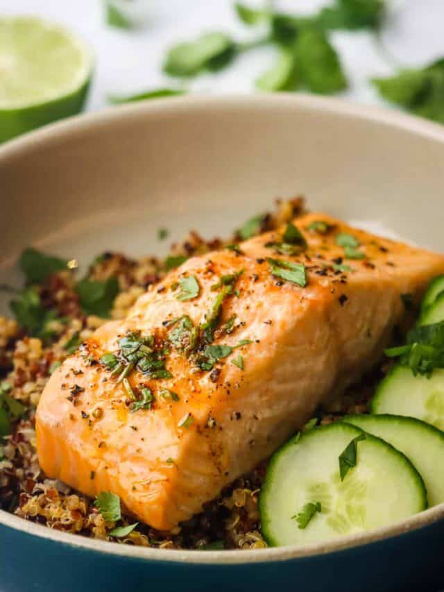 Roasted Salmon Quinoa Bowl Recipe At Florence Crabtree Blog