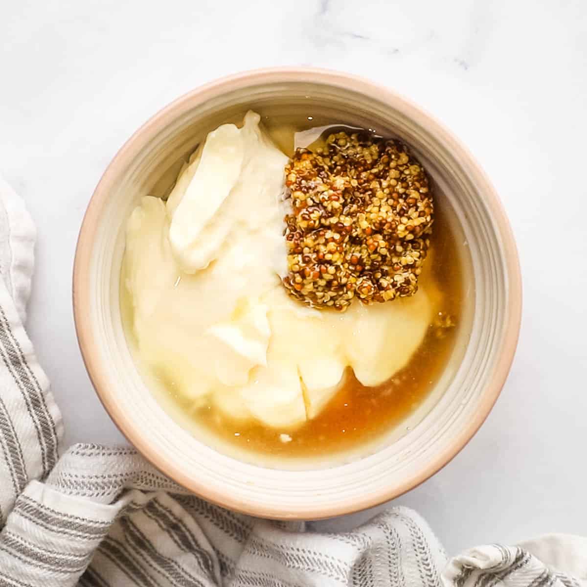 salad dressing ingredients in a bowl