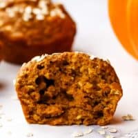 Closeup of the inside of a muffin split in half.