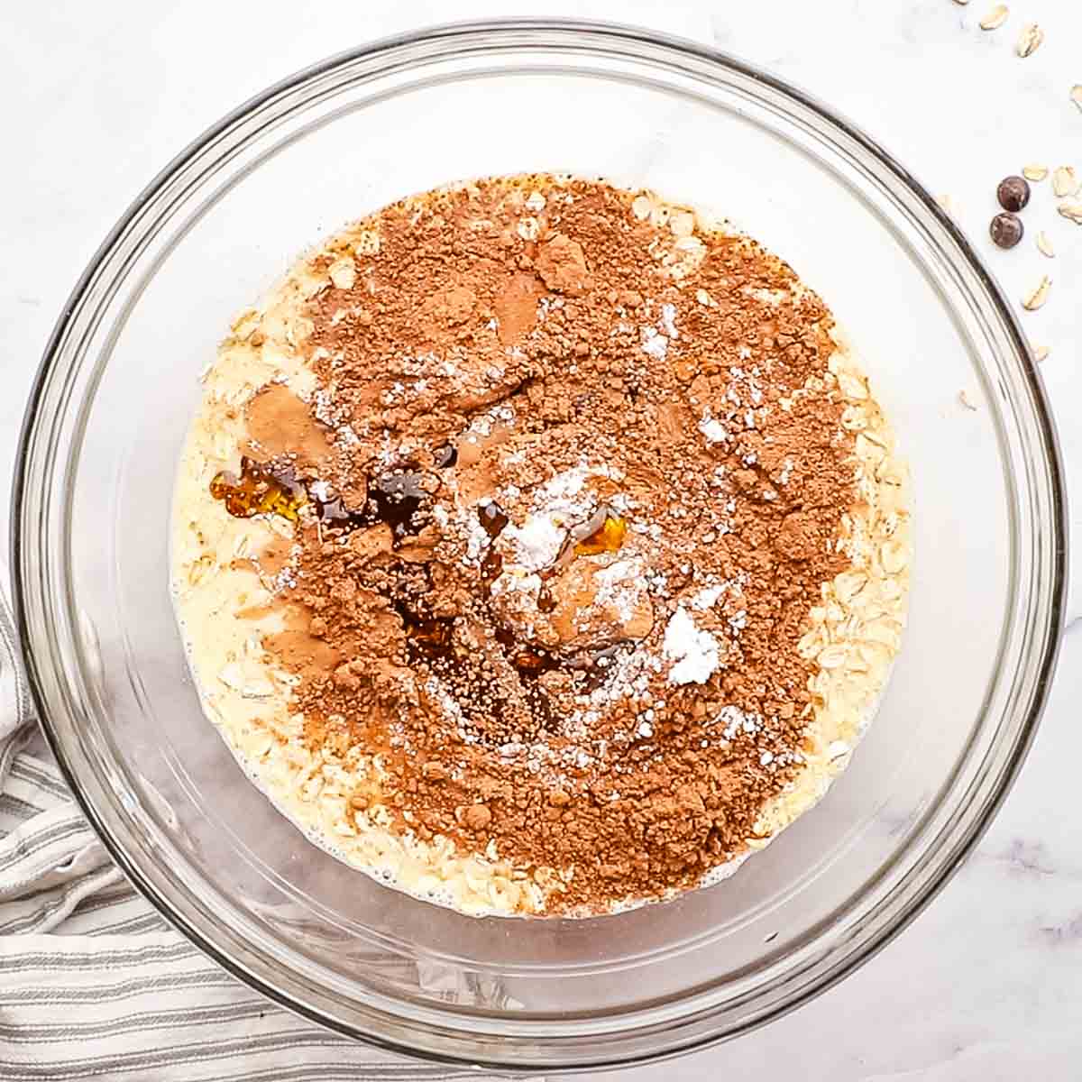 dry ingredients added to the wet batter