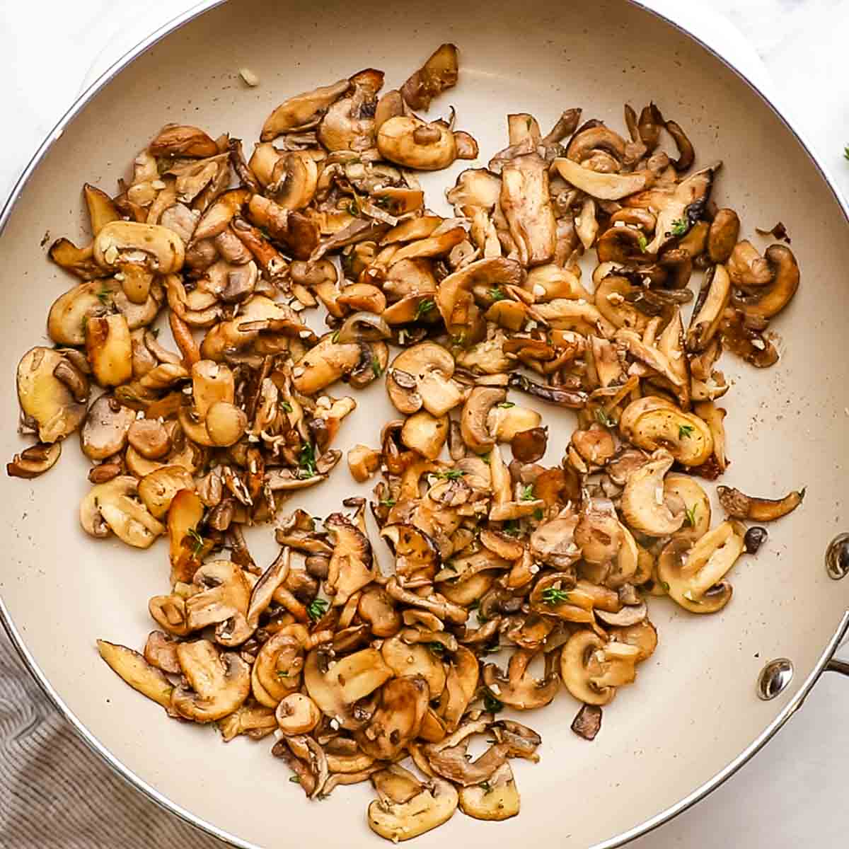 mushroom filling on a pan