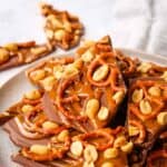 closeup view of a plate of homemade chocolate bark