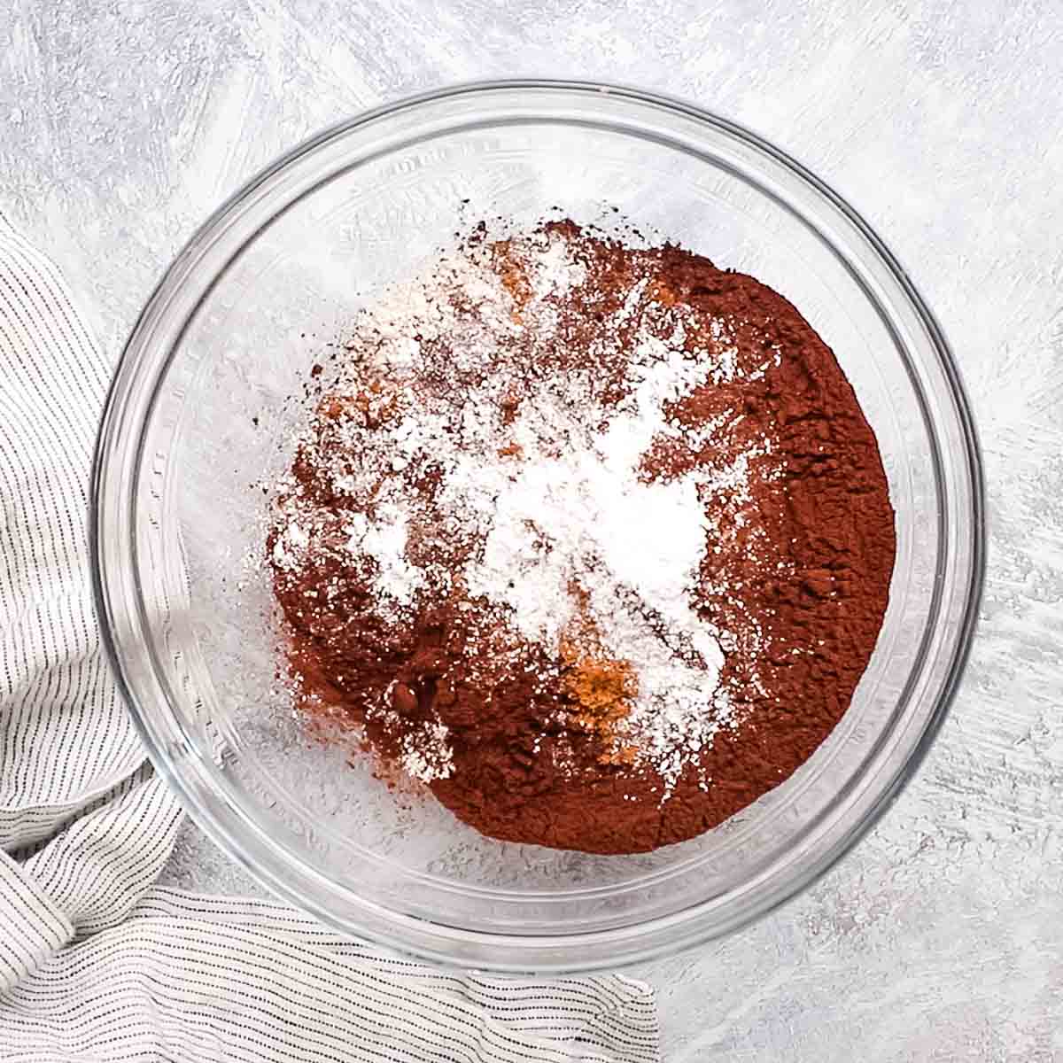 cocoa powder and flour in a bowl