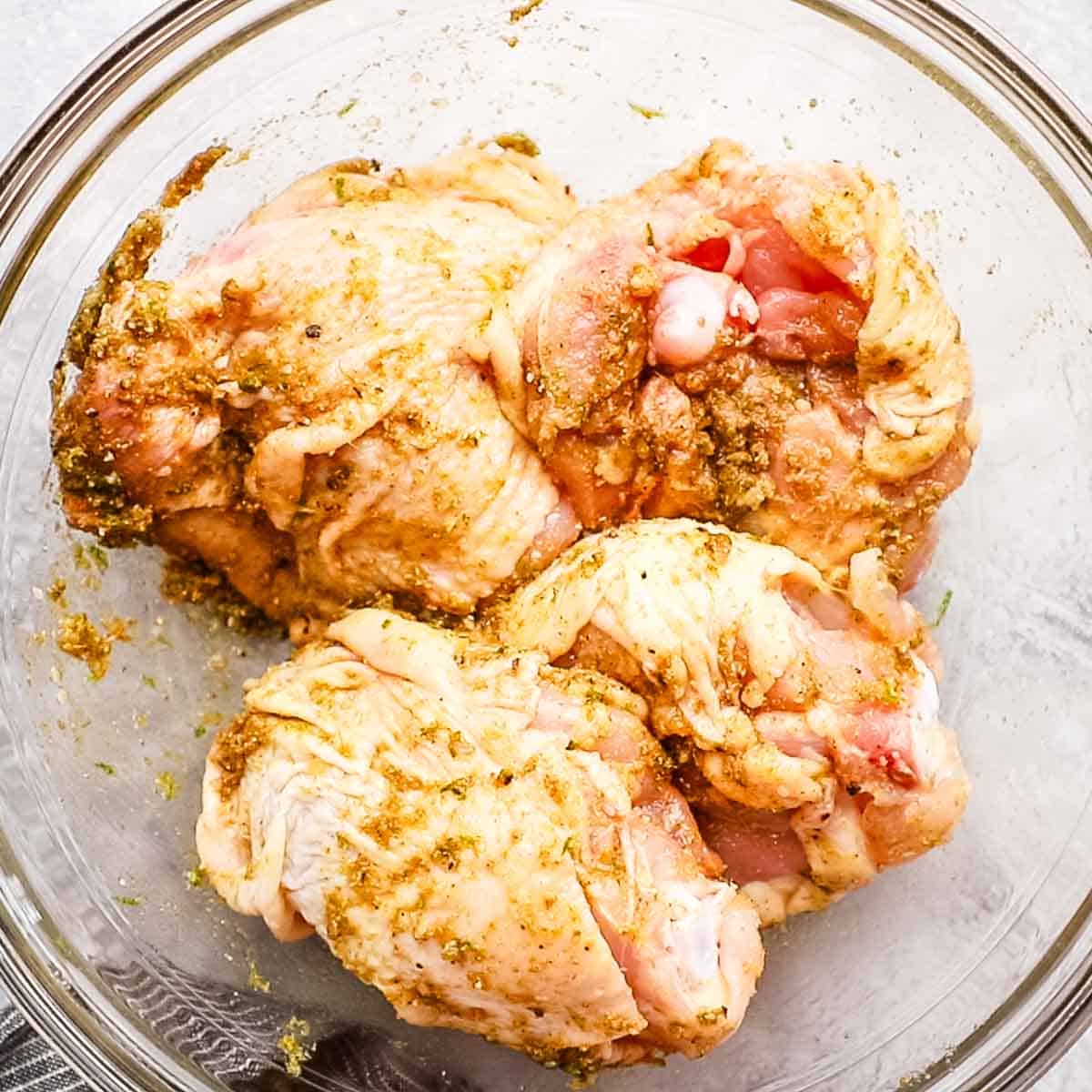 chicken thighs in the marinade
