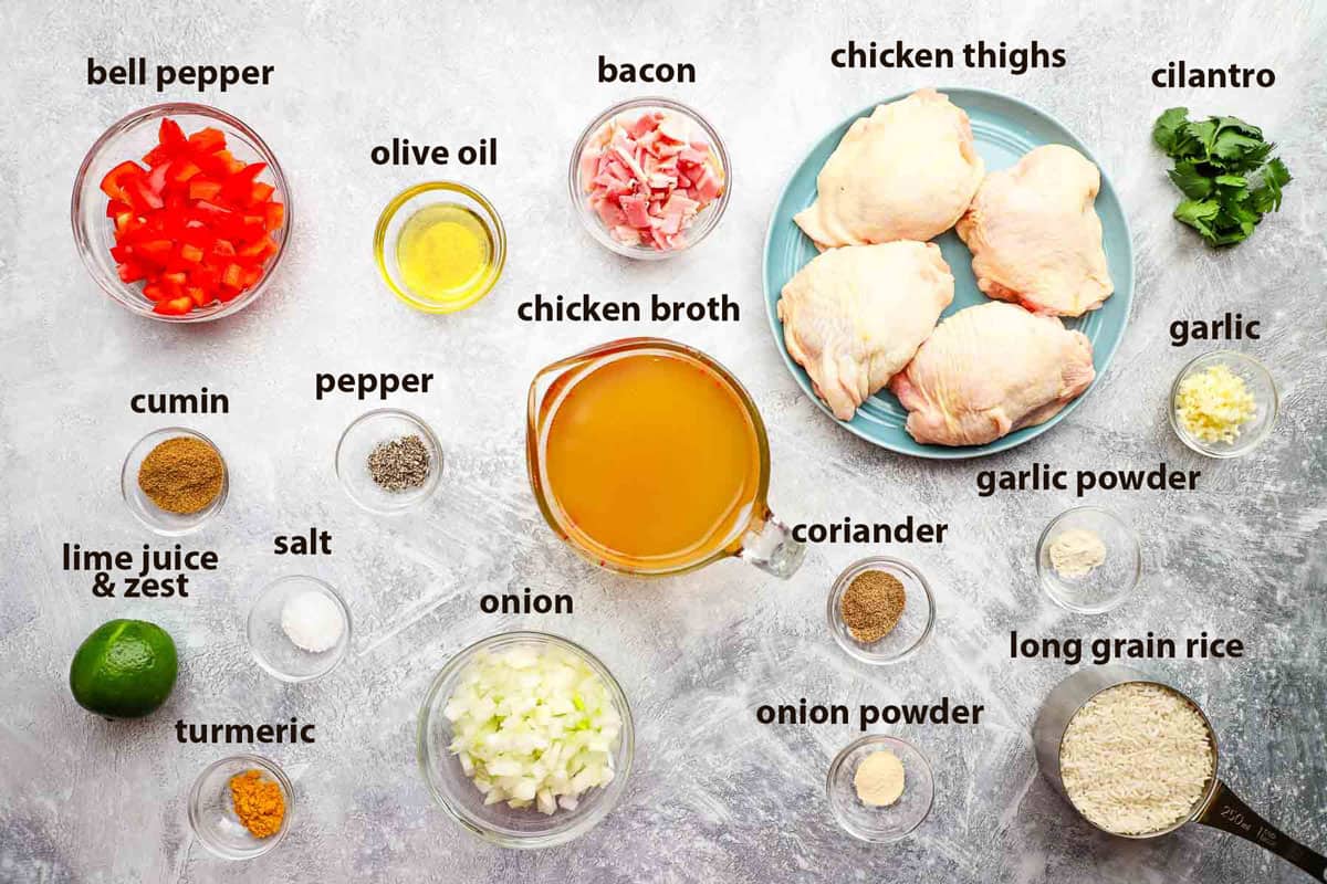 ingredients used to make cuban chicken and rice
