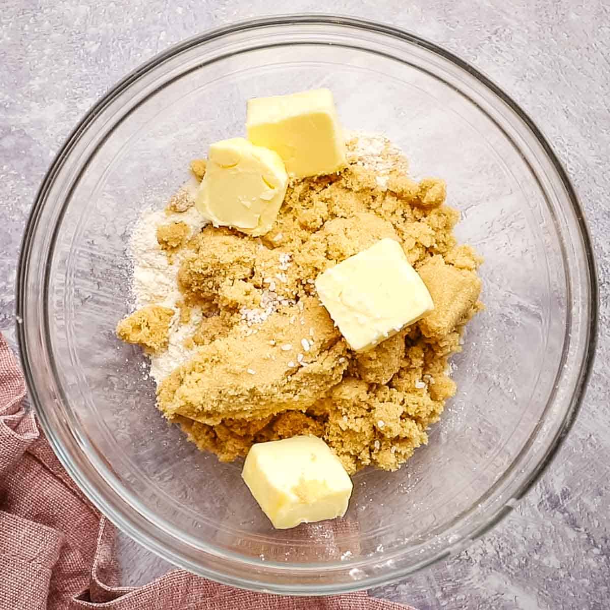 ingredients for crumb topping in a bowl