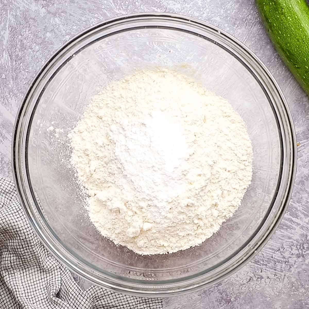 dry ingredients for cake batter in a bowl