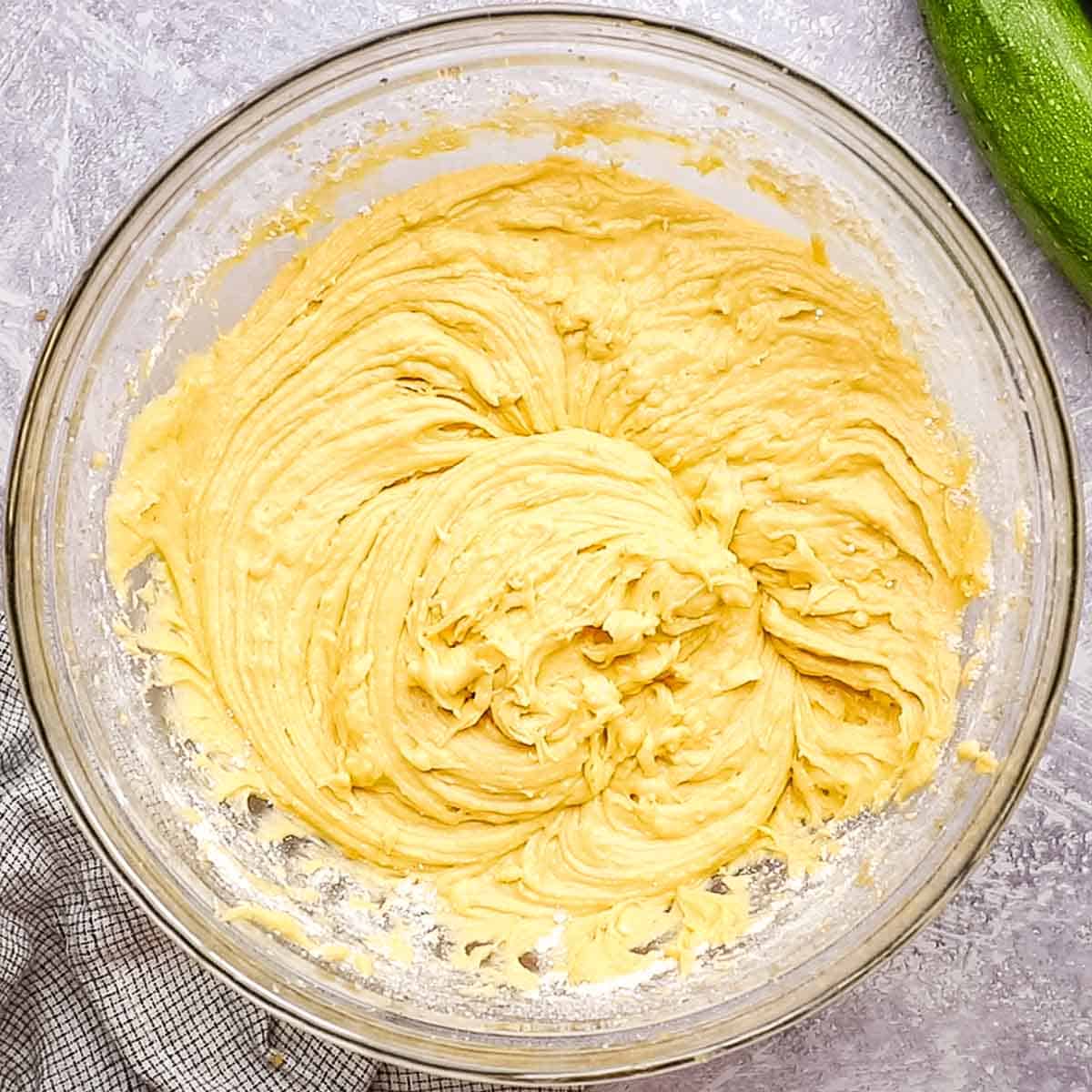 flour mixture combined in the wet batter