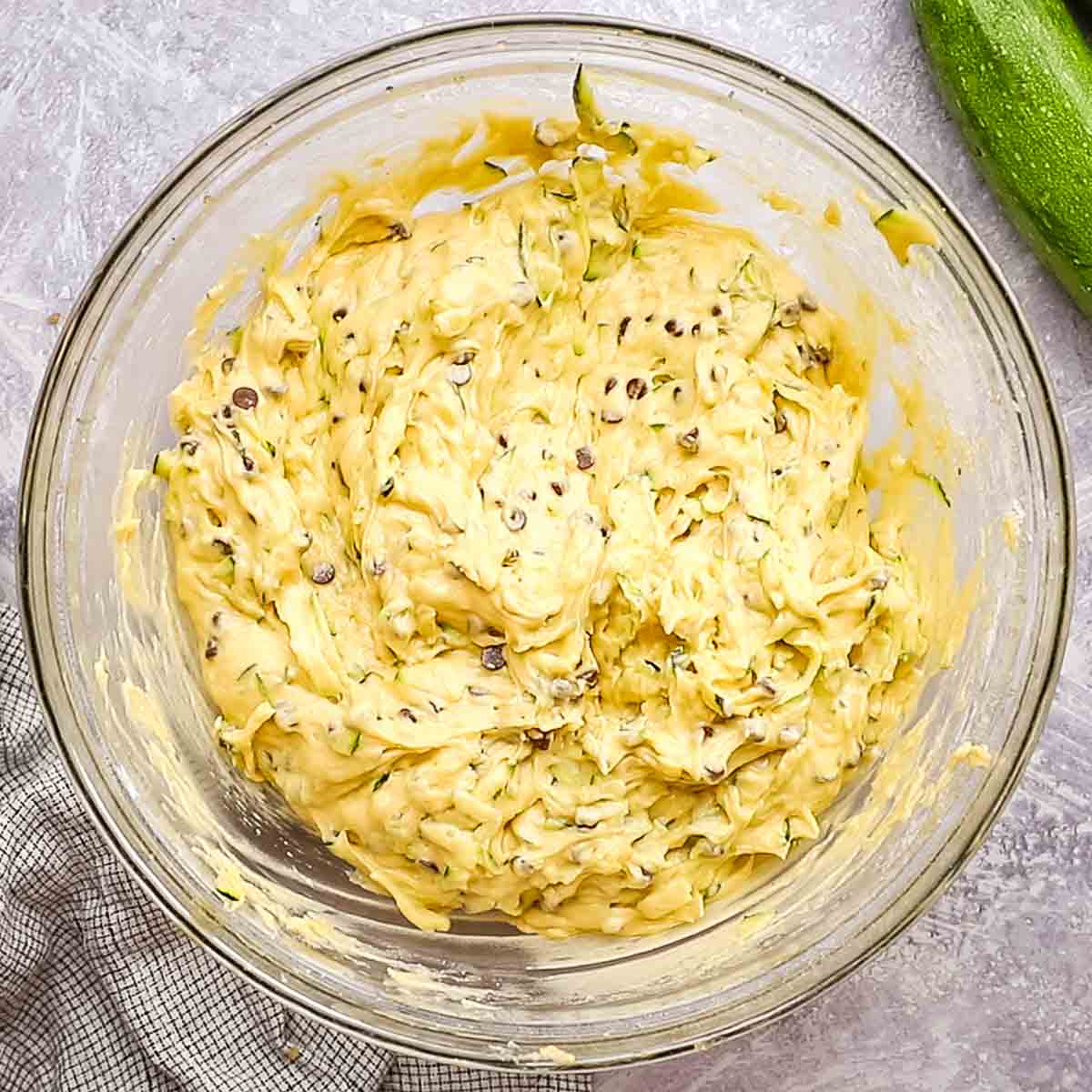 zucchini bundt cake batter in a bowl