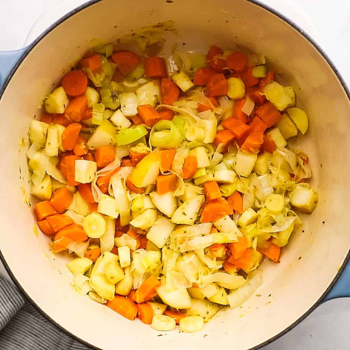 white wine added to the veggies