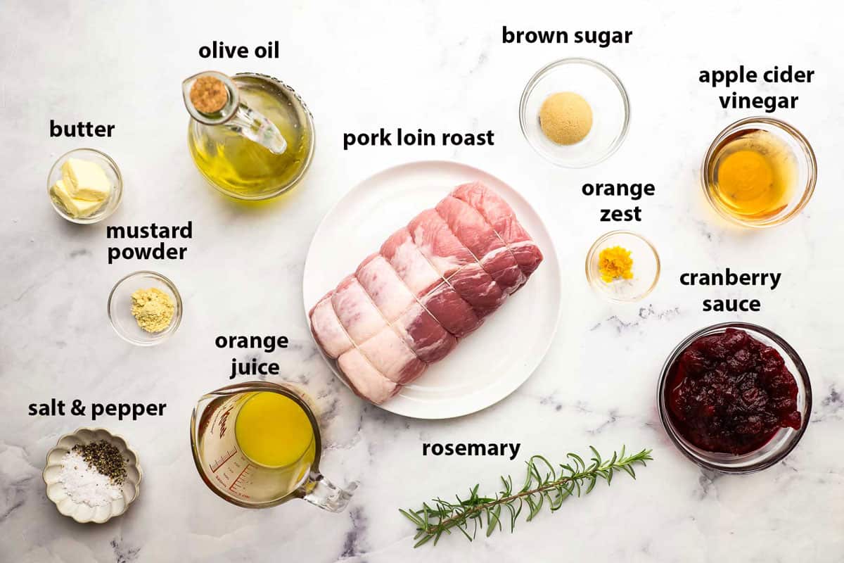 ingredients used to make cranberry glazed pork loin roast