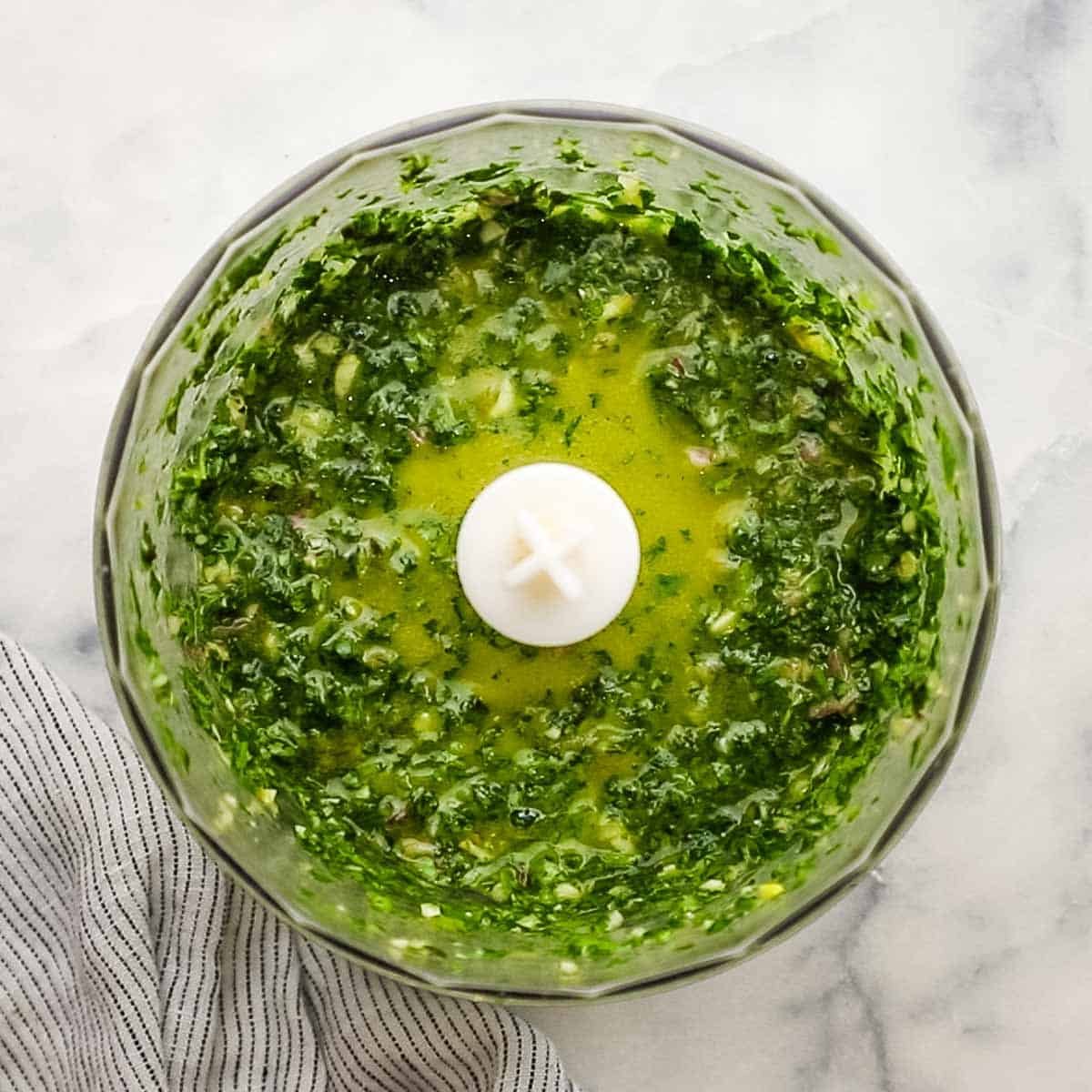 prepared chimichurri in a food processor