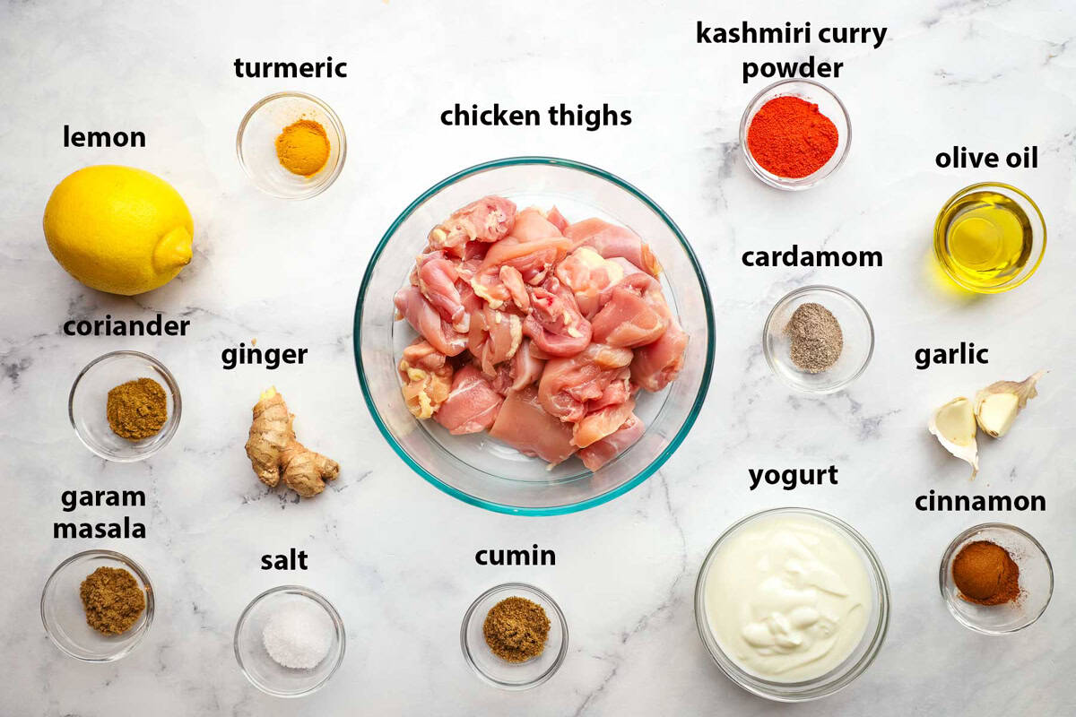 ingredients used to make tandoori chicken skewers