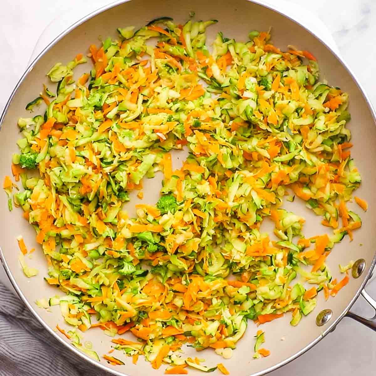 sautéing veggies in a pan
