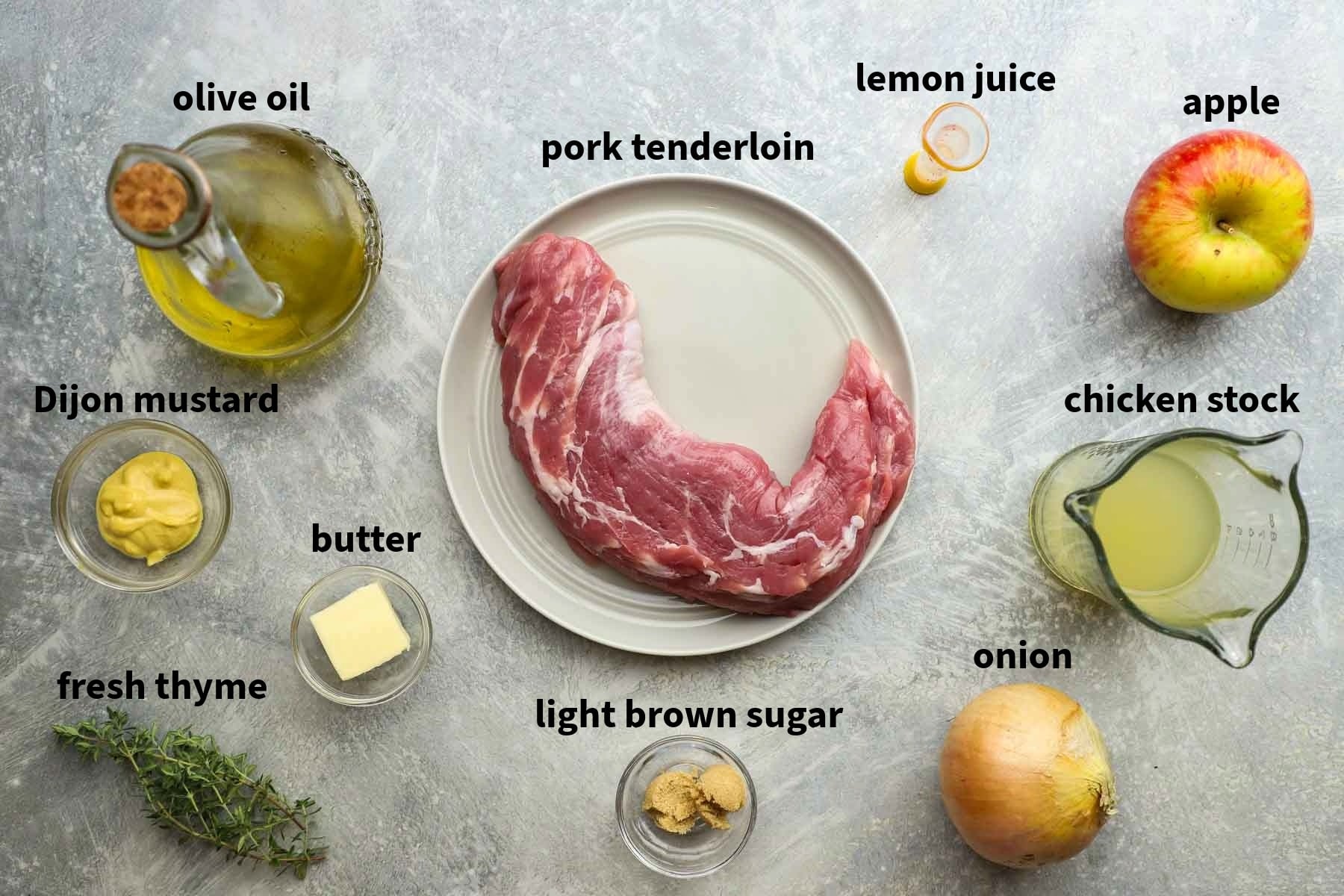 ingredients used to make pork tenderloin with apples and onions
