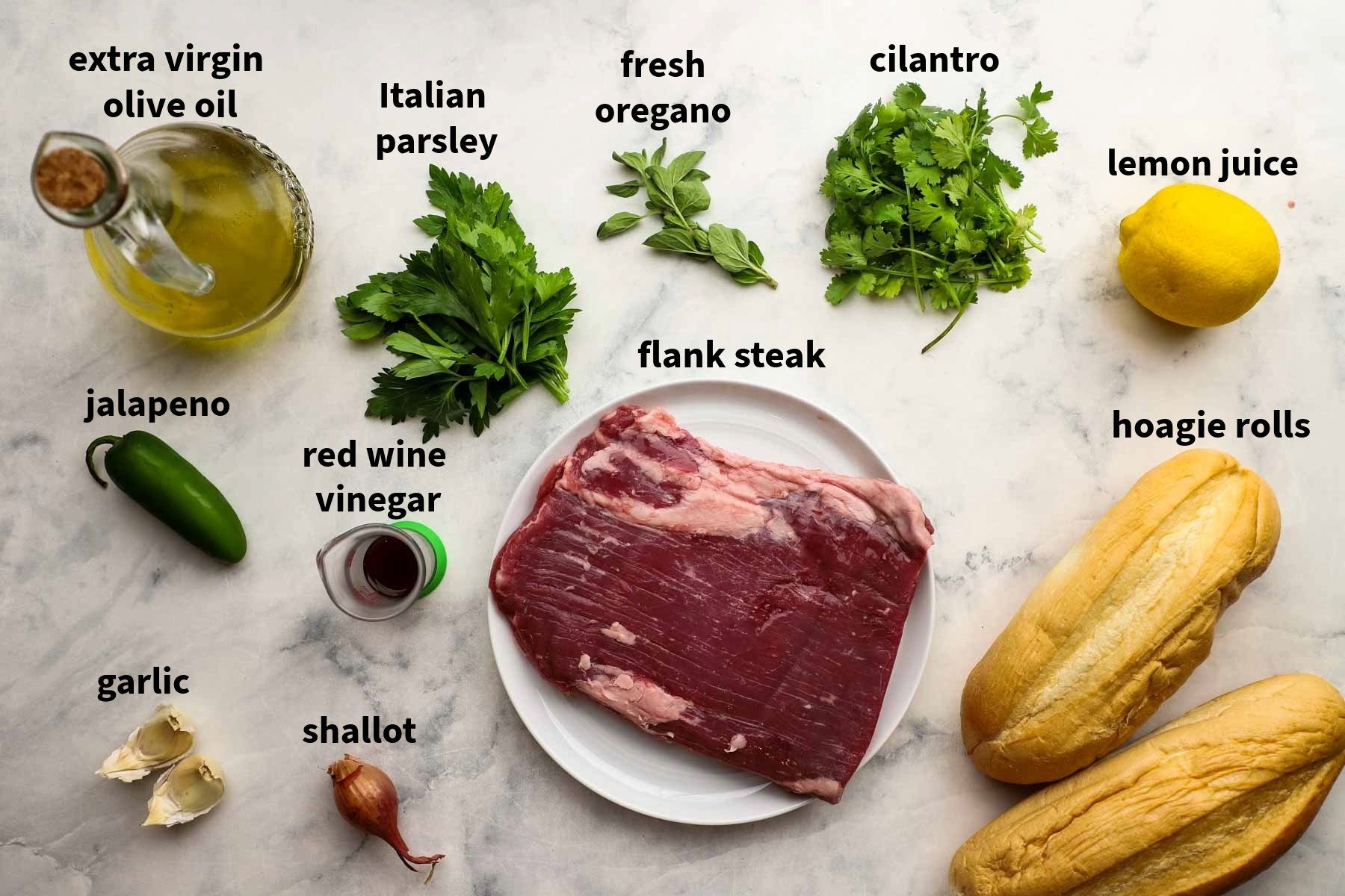 ingredients used to make steak sandwich with chimichurri
