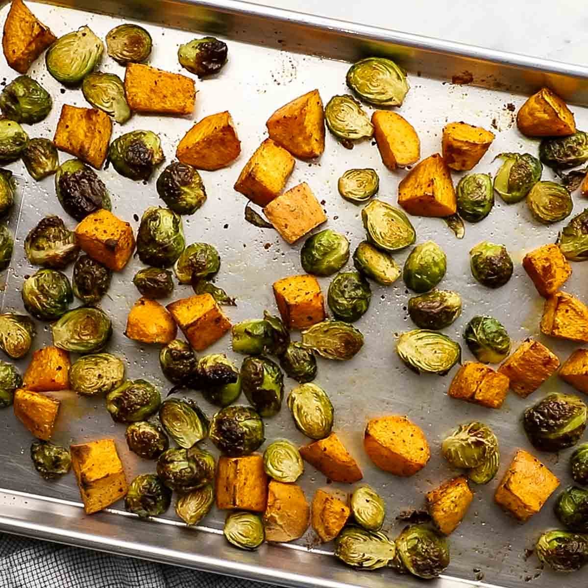 roasted veggies on a baking sheet