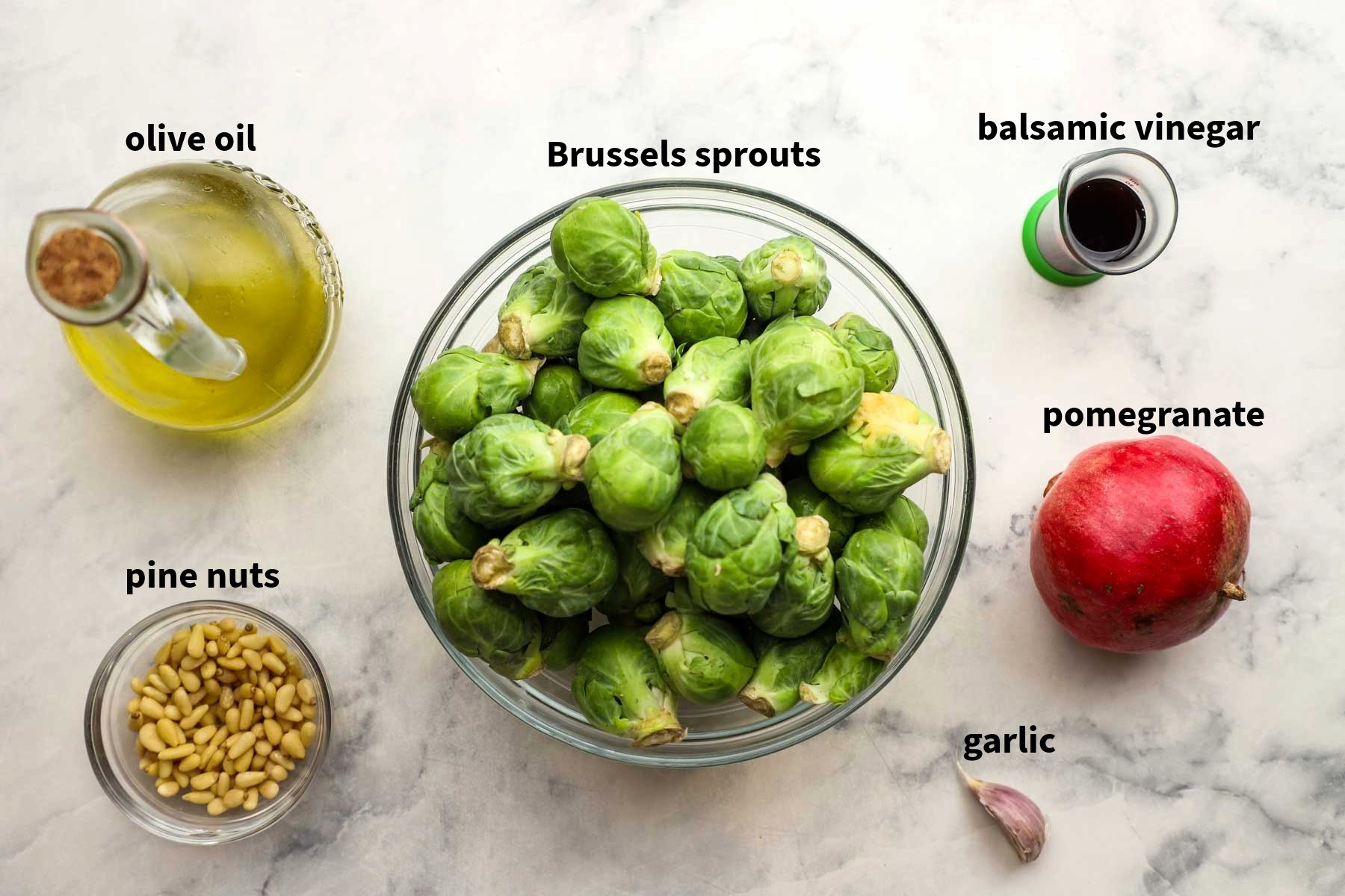 ingredients used to make Brussels sprouts with pomegranates