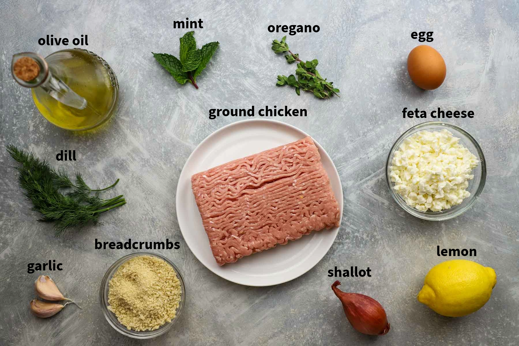 ingredients used to make chicken feta matballs