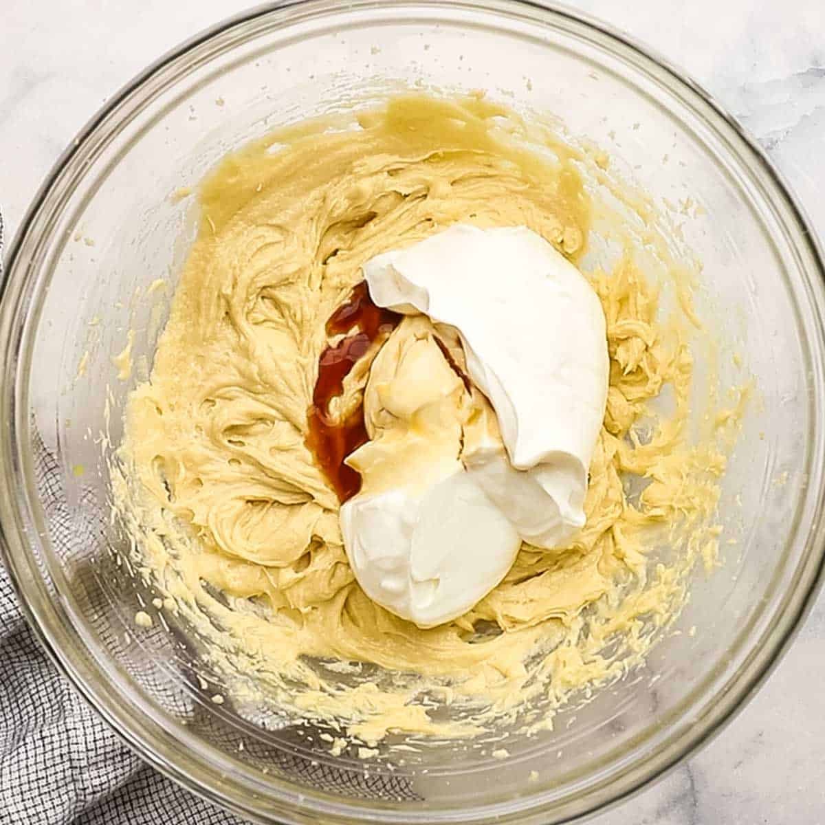 sour cream and vanilla added to the batter