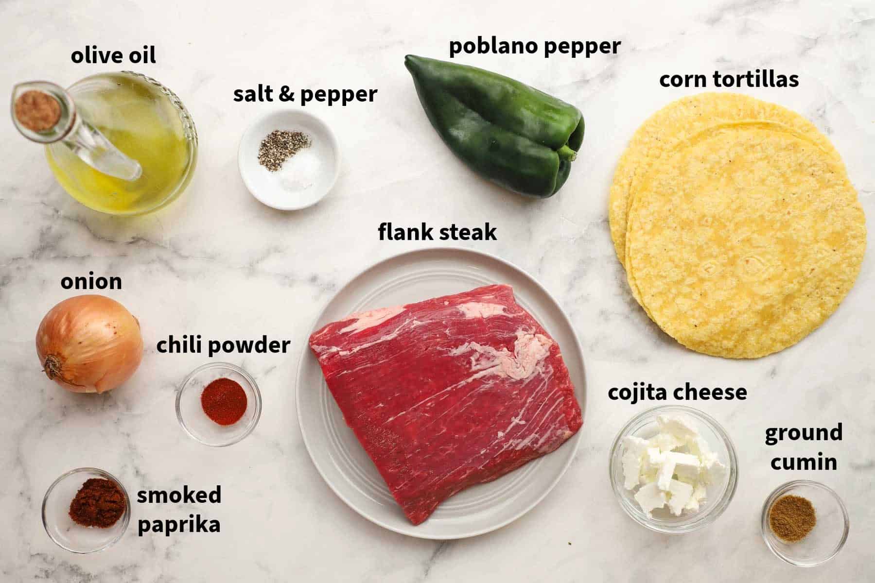 ingredients used to make chimichurri steak tacos
