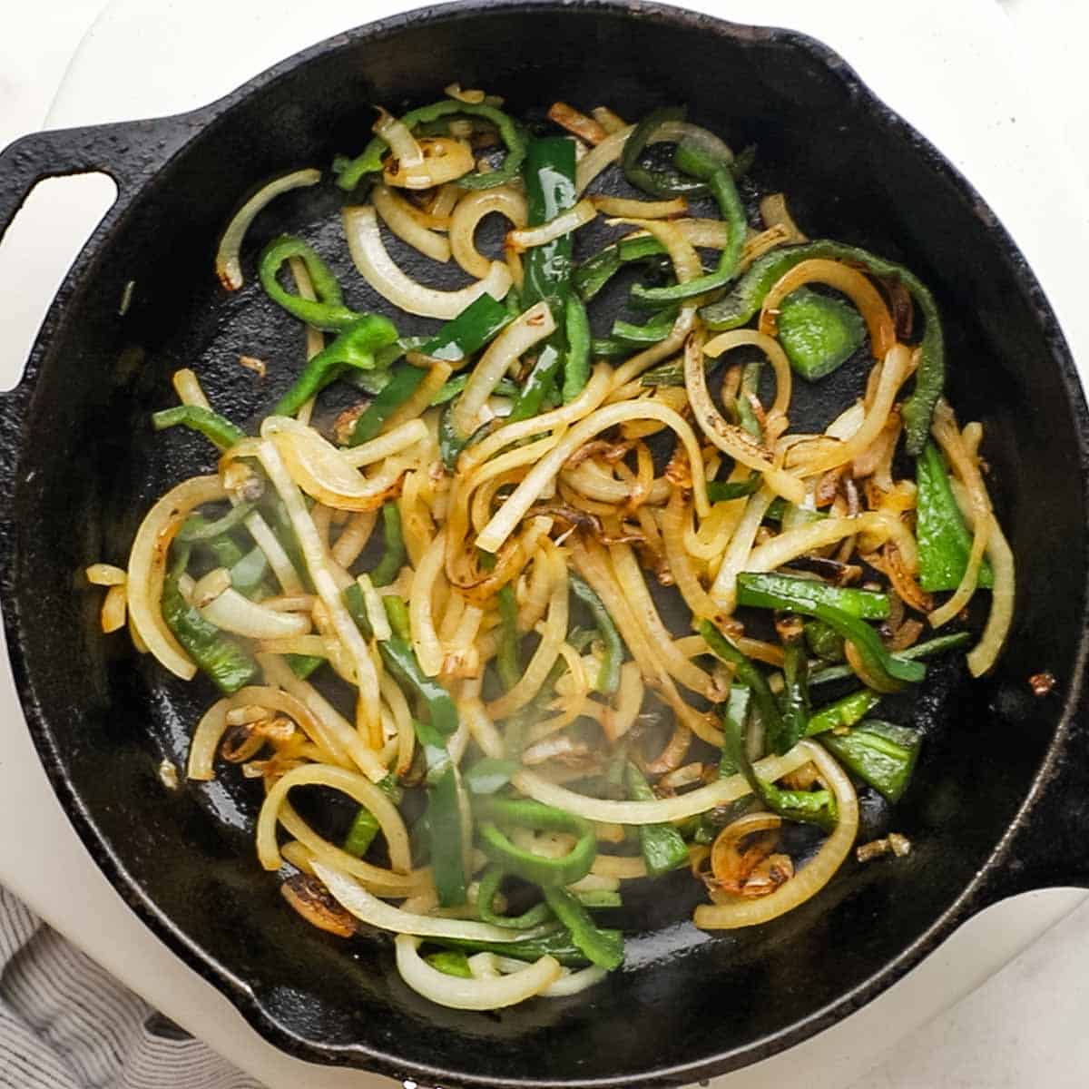 lightly caramelized onions and peppers