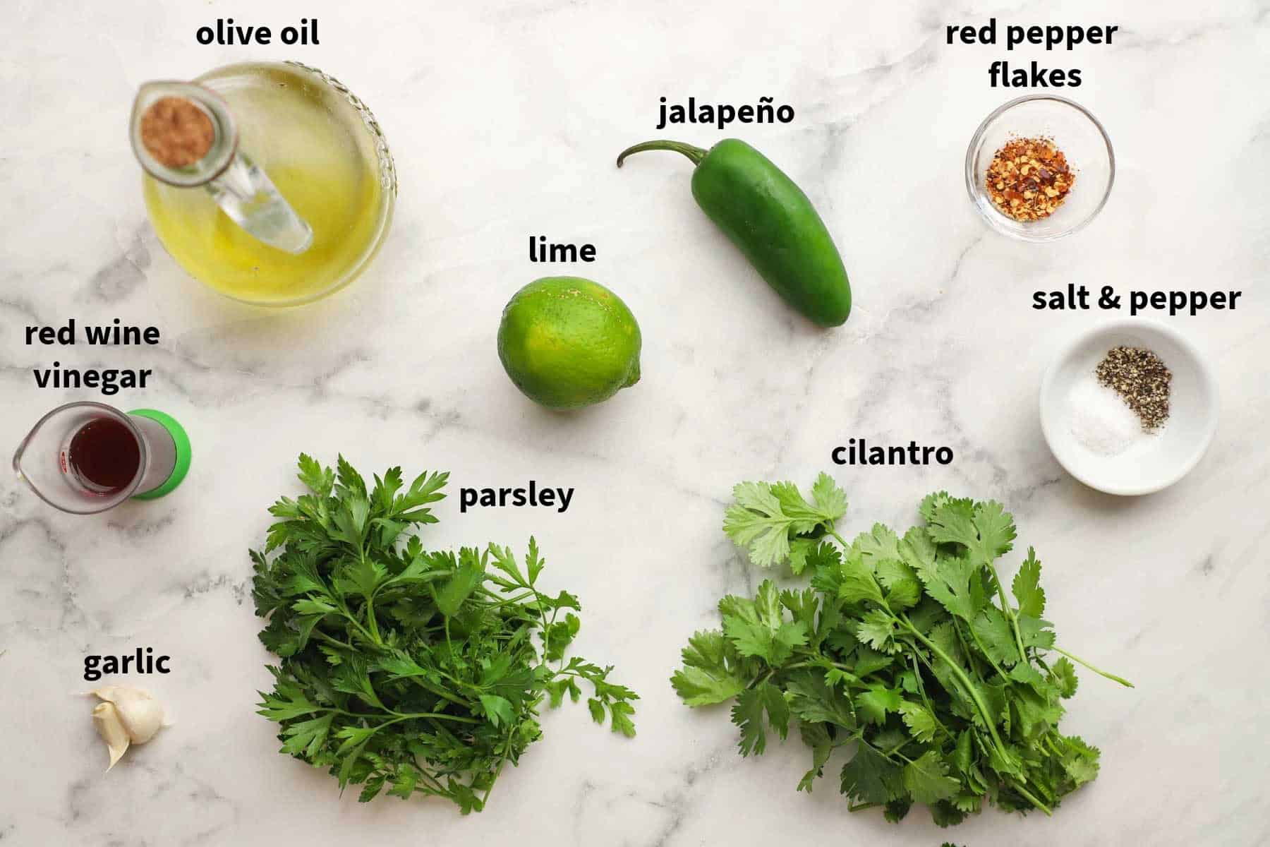 ingredients used to make chimichurri sauce for tacos