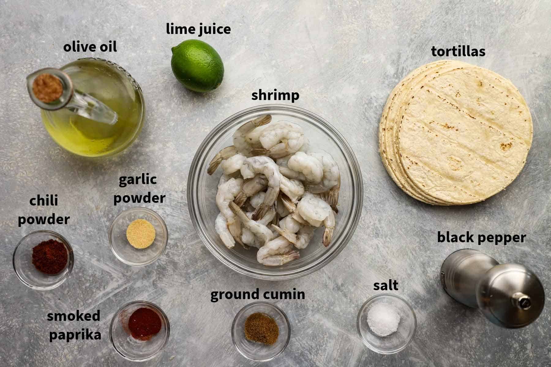ingredients used to make the shrimp tacos