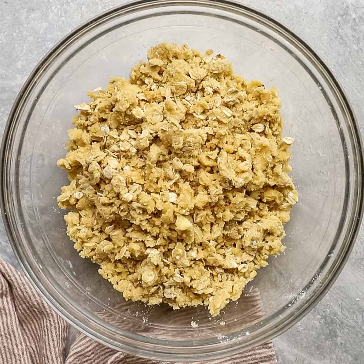pat crumble topping in a bowl