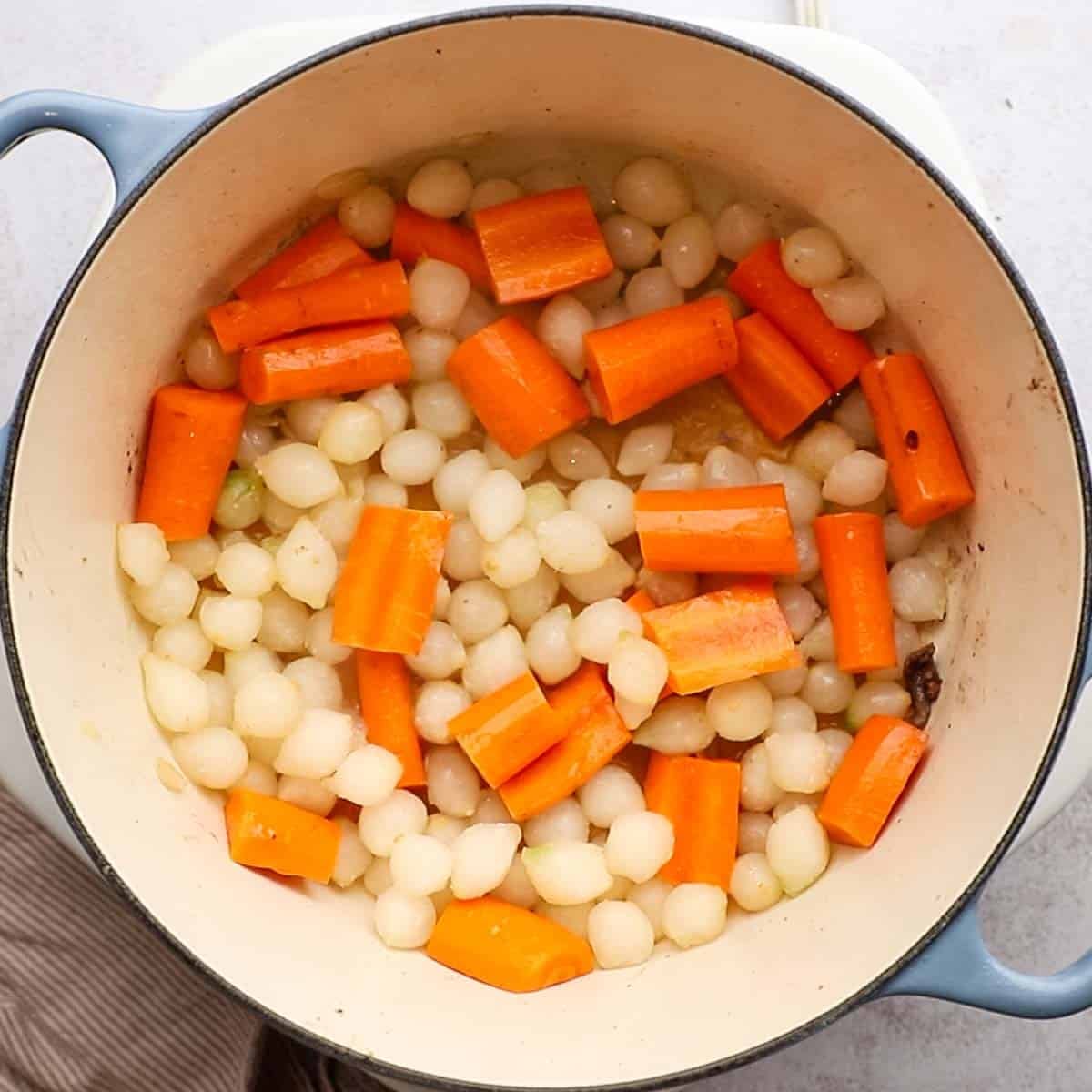veggies added to the dutch oven to cook