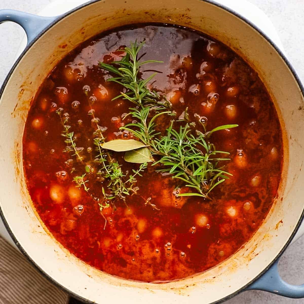 herbs added to the pot