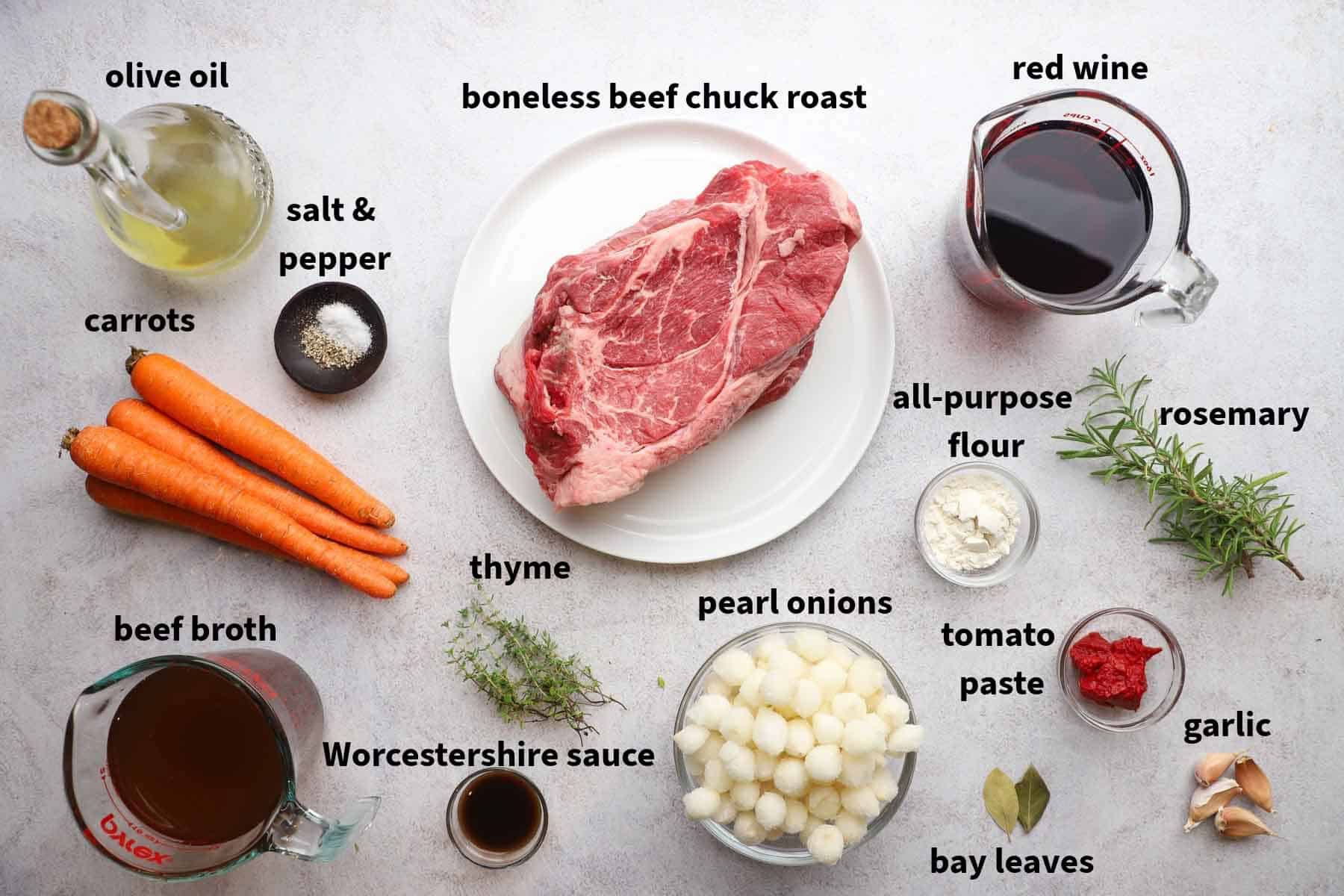 ingredients used to make red wine braised beef